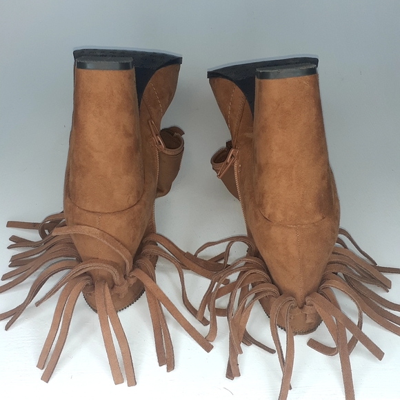 DV by Dolce Vita Boho Suede Peep Toe Fringe Booty - Picture 2 of 15